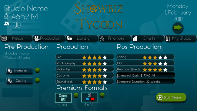 Showbiz Tycoon PC Screenshot