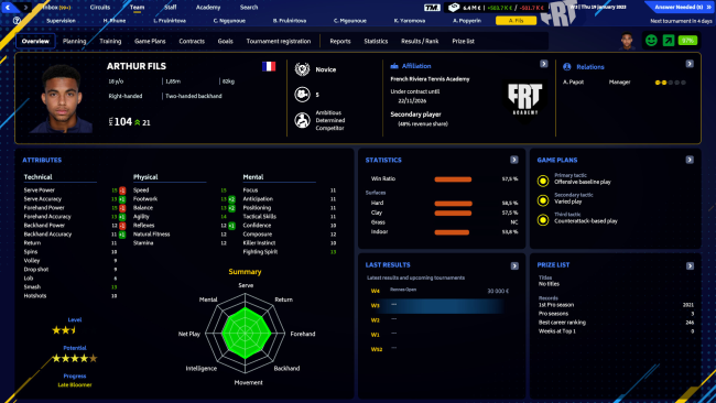 Tennis Manager PC Screenshot