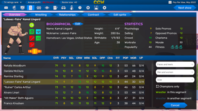 Championship Wrestling Promoter PC Screenshot