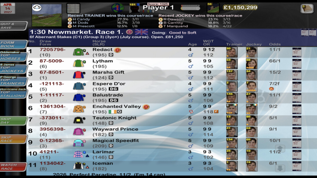 Starters Orders Touch Horse Racing PC Screenshot